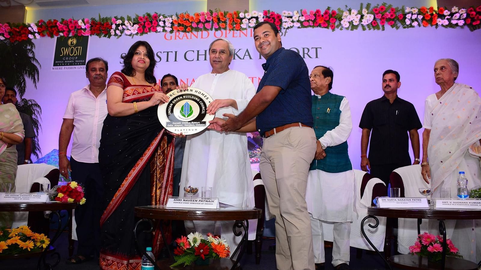 IGBC Platinum award being given to Swosti Resorts team