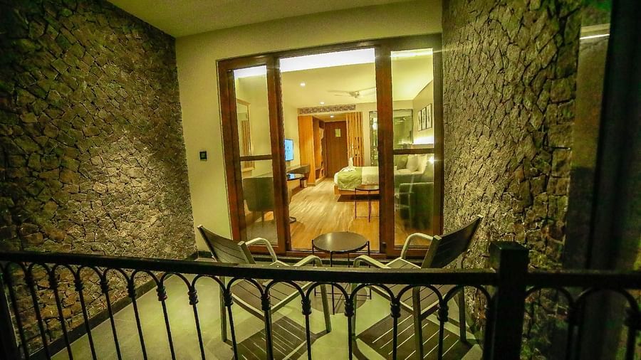 Balcony of the Superior Balcony Room at Grand Palace, Yercaud