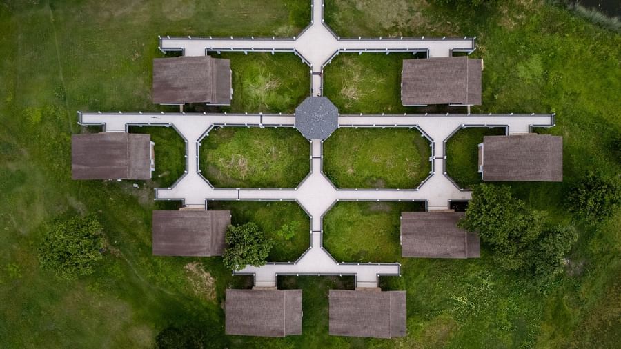 Drone shot of the property, featuring green forest at Rhino and River BluSalzz Collection, Pobitora.