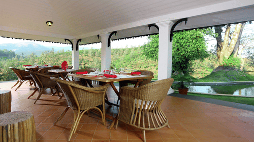 sitting area at wayanad restaurant