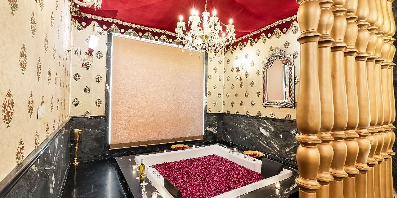The Shot shows the interior of a luxurious bathroom at the Rajasthali Resort and Spa in Jaipur