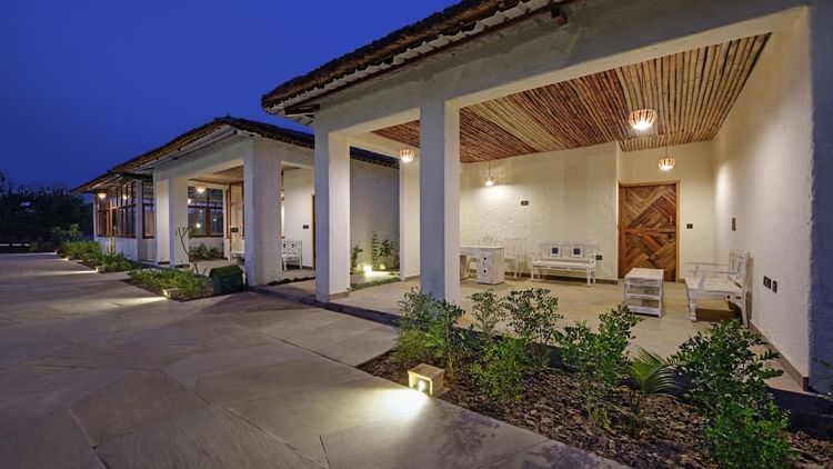 the outside view from the rooms during evening at The Baagh Ananta Elite resort in Ranthambore 12