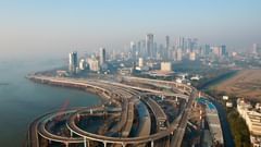 An aerial shot of mumbai coastal road project