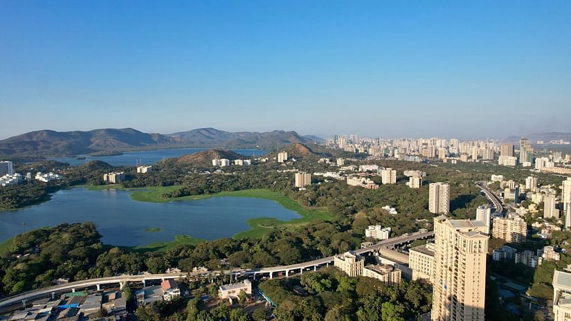 An aerial shot of Mumbai metro