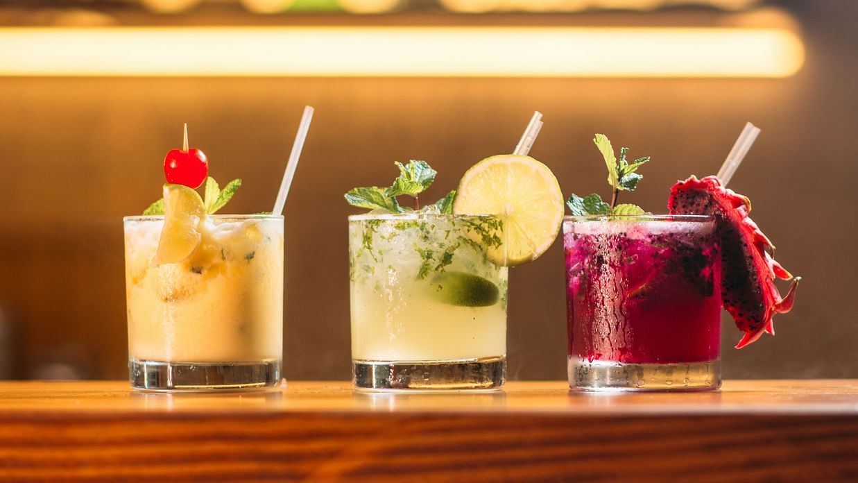three alcoholic drinks kept side by side