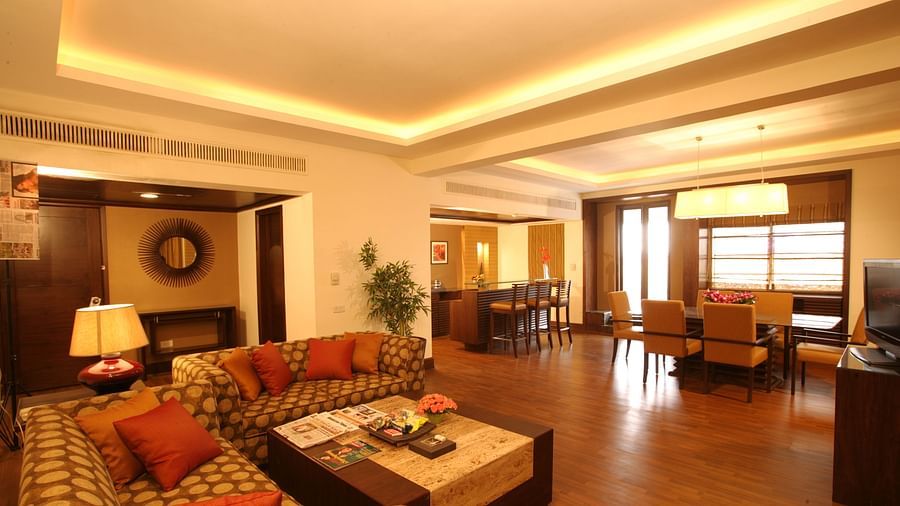 living room of the Deluxe Suite in The Retreat Hotel and Convention Centre Madh Island Mumbai