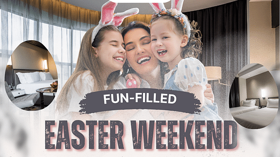 Hotel ad for Easter weekend. Smiling woman, possibly of mixed ethnicity, with two young girls in bunny ears. Rates & contact info for Best Western PLUS, Nairobi, Kenya.