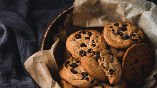 basket of chocolate-chipped cookies