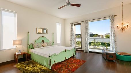 a bedroom in one of our villas in Delhi
