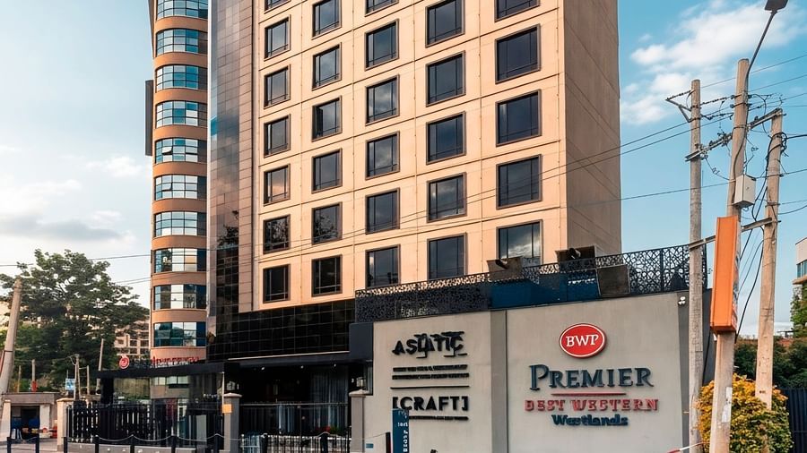 Exterior view of Best Western Premier Westlands hotel, a modern multi-story building with a prominent sign, located in Nairobi