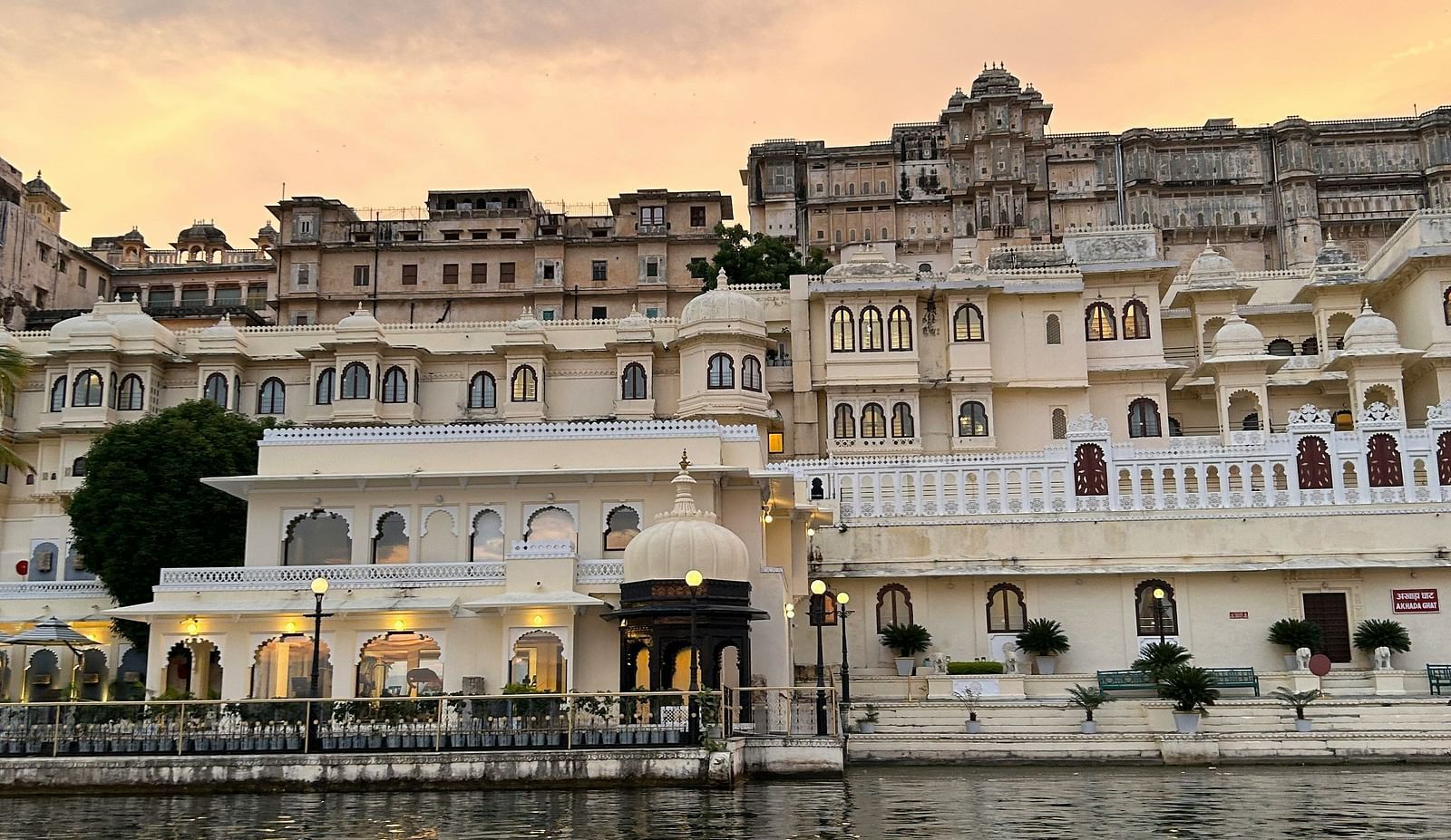 An overview of City Palace as seen from Lake Pichola