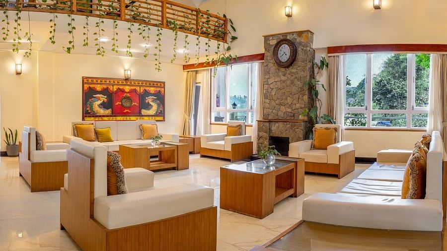 lobby area with comfortable seating at Summit Lillium Hotel & Spa, Kalimpong