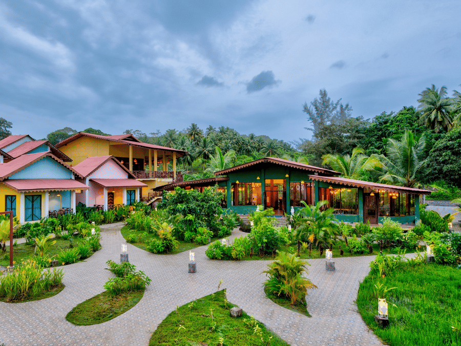 exterior facade of silver sand village resort in havelock.