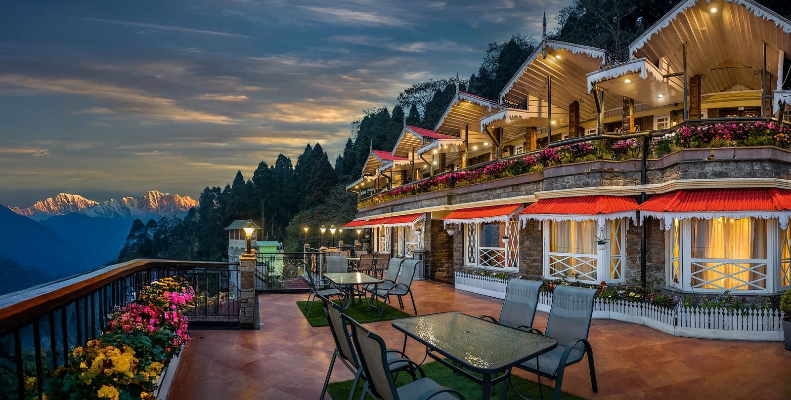 Facade of Summit Grace Boutique Hotel & Spa, Darjeeling with seating area outside.
