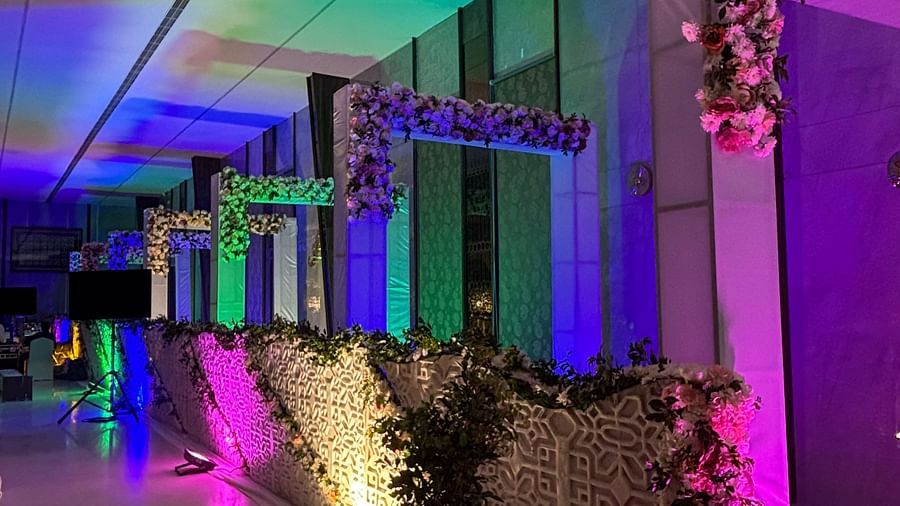 Beautiful floral mandap decoration for an Indian wedding ceremony.  | VRR Astoria Hotel and Conventional Centre