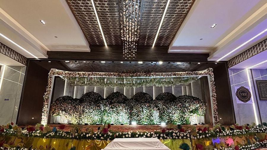 Grand wedding entrance with floral arches and lighting.  | VRR Astoria Hotel and Conventional Centre