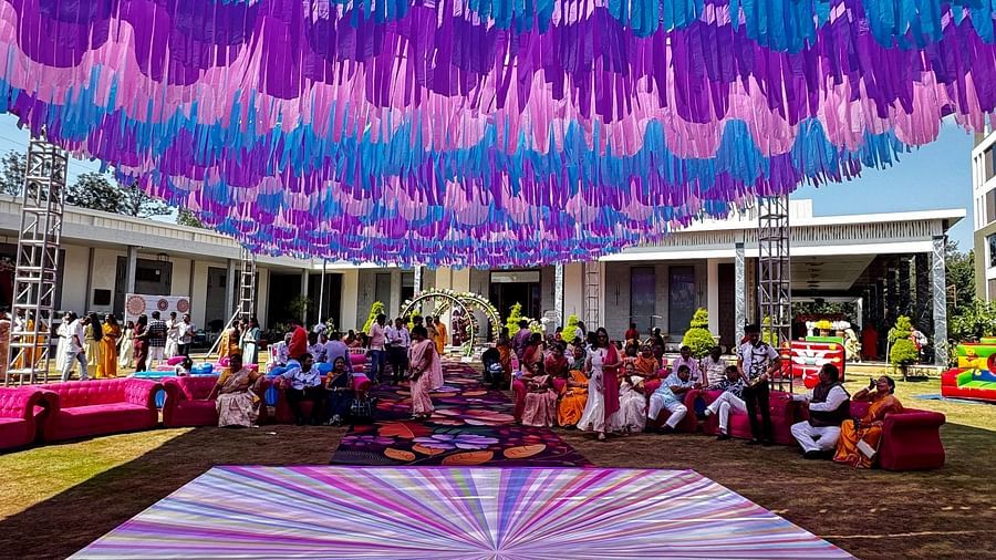Bright multicolored pathway with floral designs for a festive event at VRR Astoria Hotel and Convention Centre