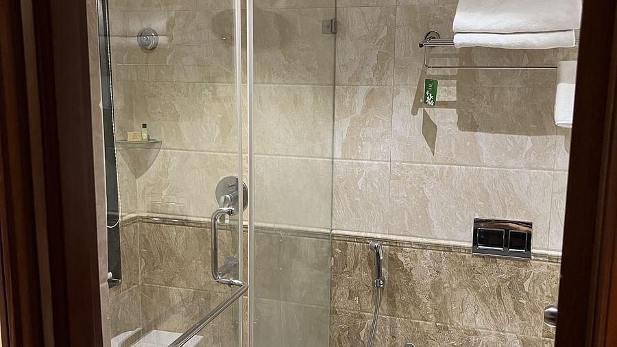 Attached Washroom with the modern furnished  marble.