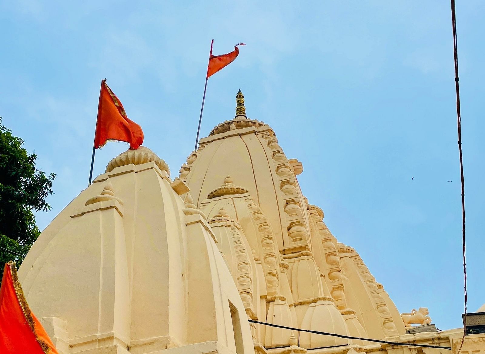 The temple's summit set against the sky.