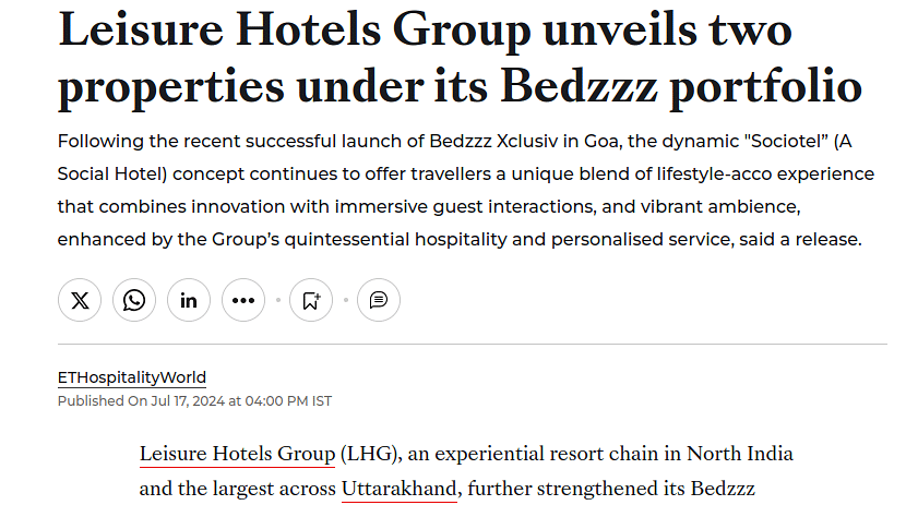 Leisure Hotels Group adds two new Bedzzz Xclusiv hotels in Nainital and Manali.