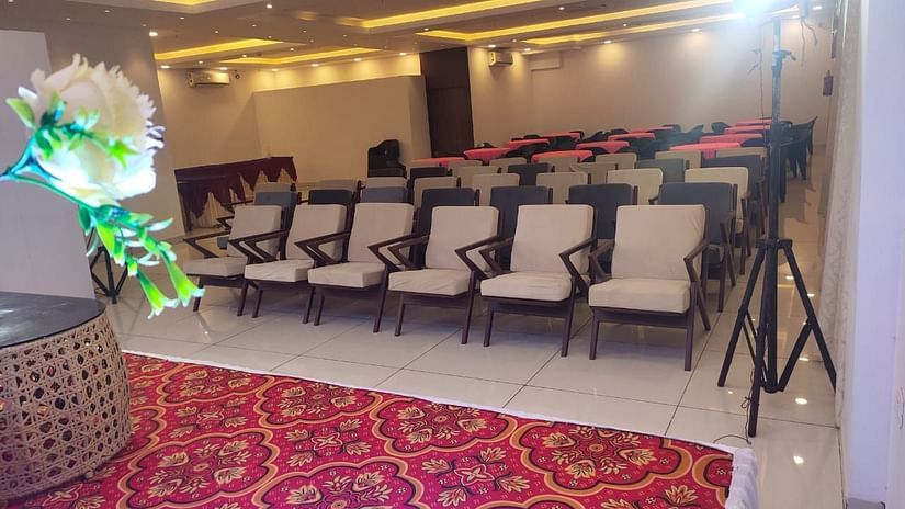 Image of a conference hall with chairs and lights on the ceiling at Vagator Downtown, Goa