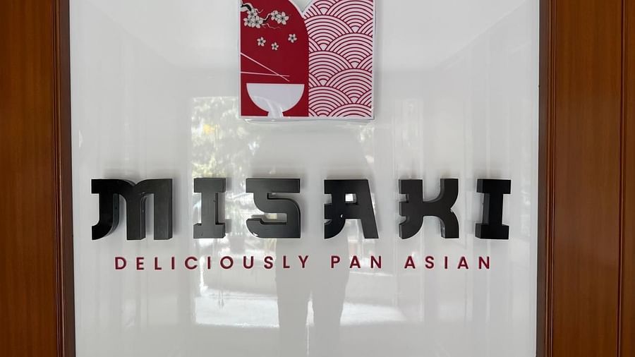 Misaki restaurant logo with the tagline “Deliciously Pan Asian” displayed on a white background with a red and black design element - Daspalla Executive Court, Visakhapatnam