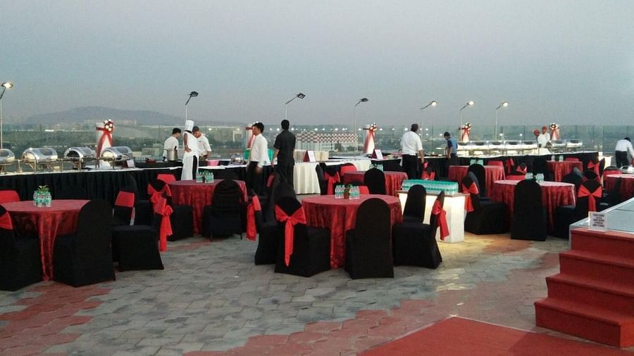 cluster seating arrangement at our rooftop event venue in vile parle at the orchid hotel mumbai