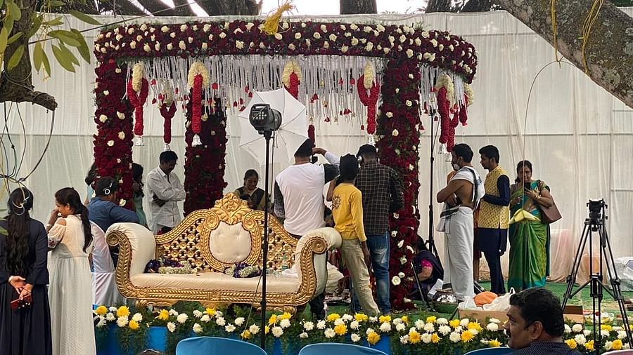 wedding decorations at the Hoysala Village Resort, Hassan