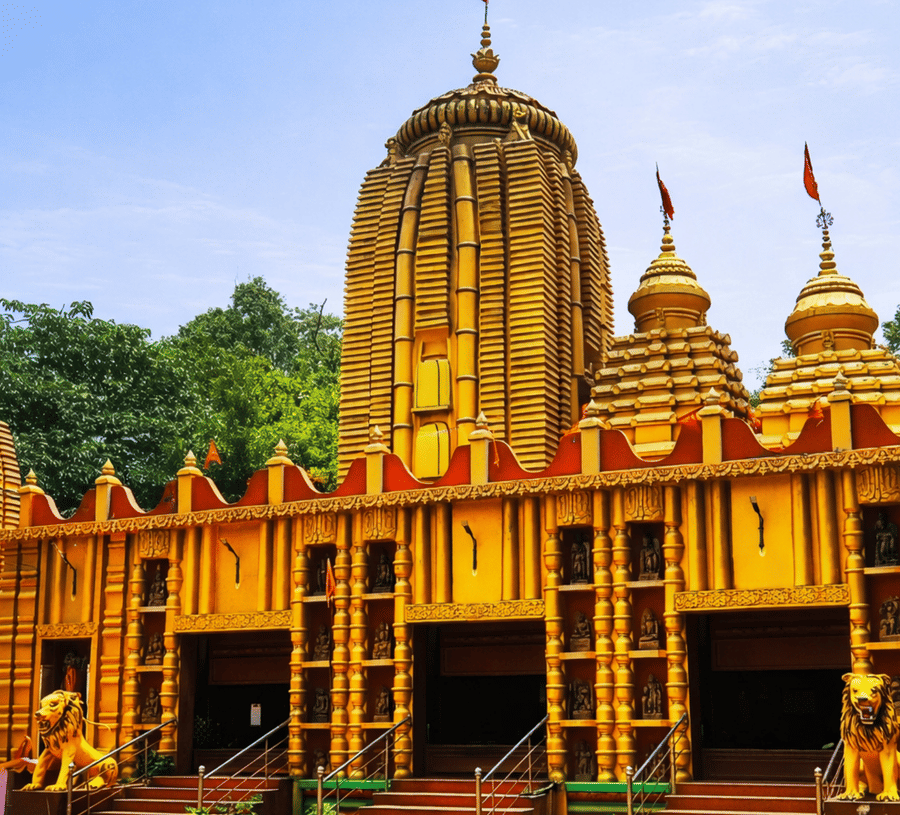 Ornate Jhadeswar Temple with golden spire near MAYFAIR Oasis Resort and Convention Jharsuguda
