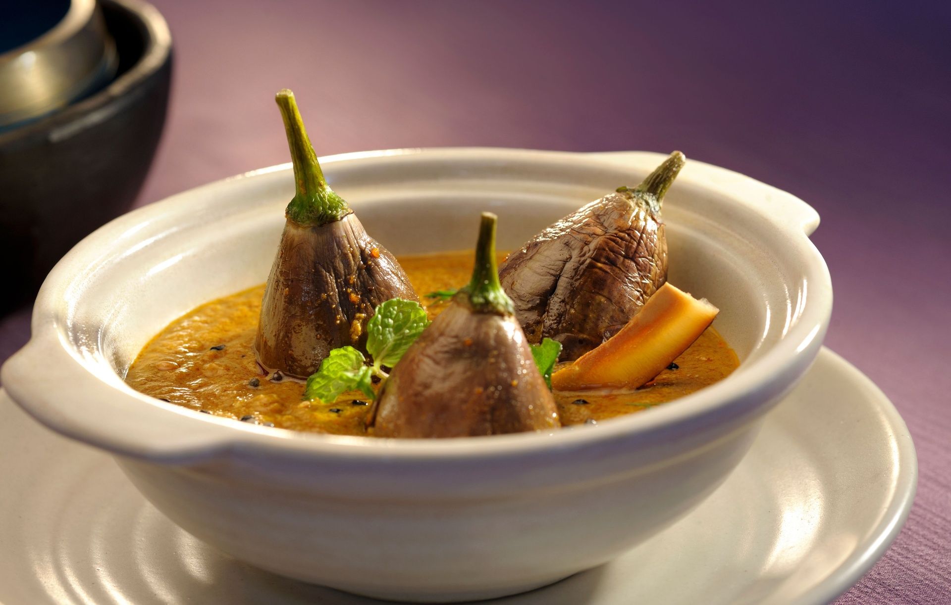 Bagara Baingan: eggplants in a rich, creamy sauce.