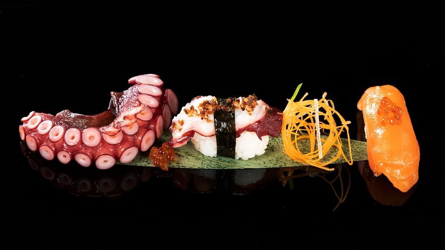 An assortment of exotic seafood on a plate at Pickwick restaurant