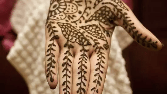 A hand displaying henna tattoo.