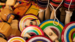 Image of numerous toys made out of wood placed together