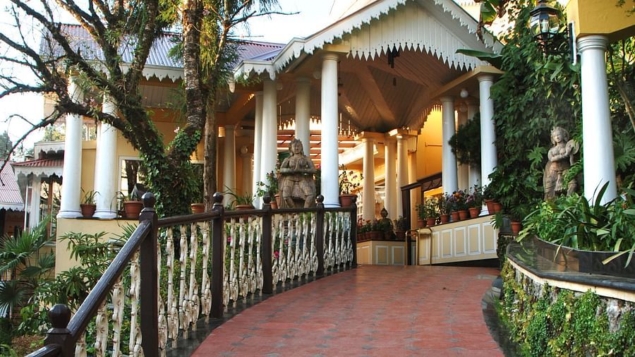 a staircase to the resort - Mayfair Hill Resort, Darjeeling 