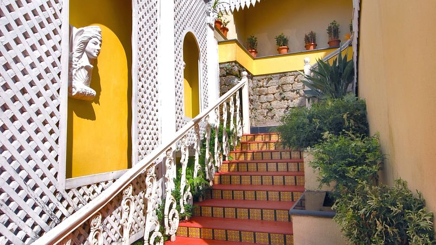 staircase to a block in the resort - Mayfair Hill Resort, Darjeeling