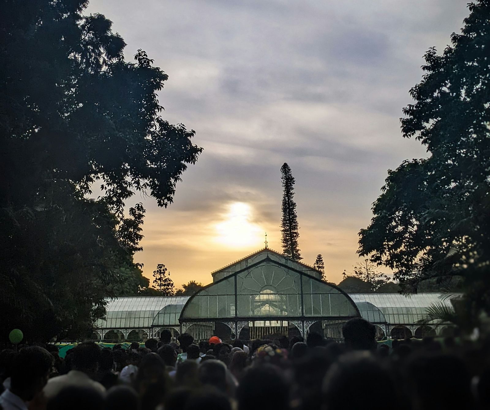 An overview of the glasshouse inside Lalbagh botanical garden