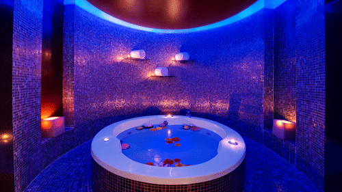 Our in-house spa and salon, Myra, looks euphoric in purple lighting - 