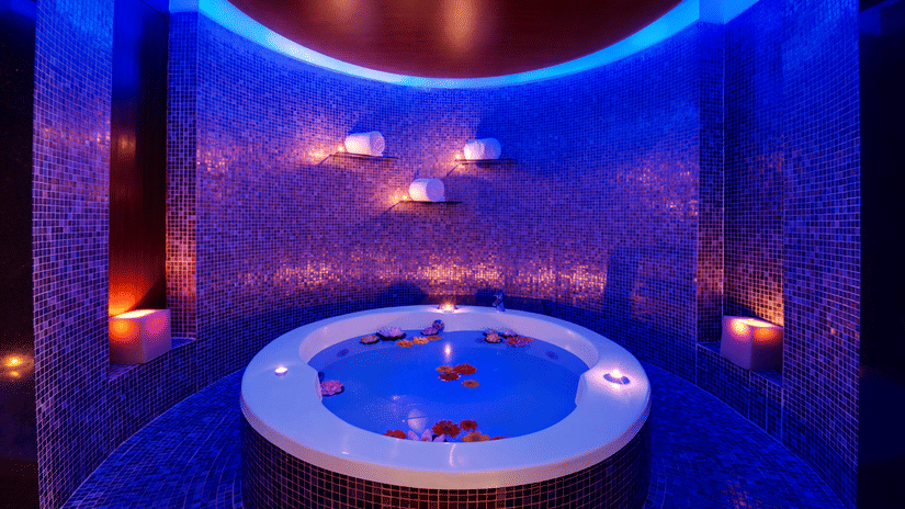 Our in-house spa and salon, Myra, looks euphoric in purple lighting - 