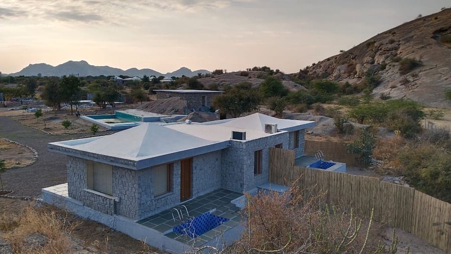 Clarks Safari Jawai -  an aerial view of the exterior facade of Clarks Safari resort in Jawai