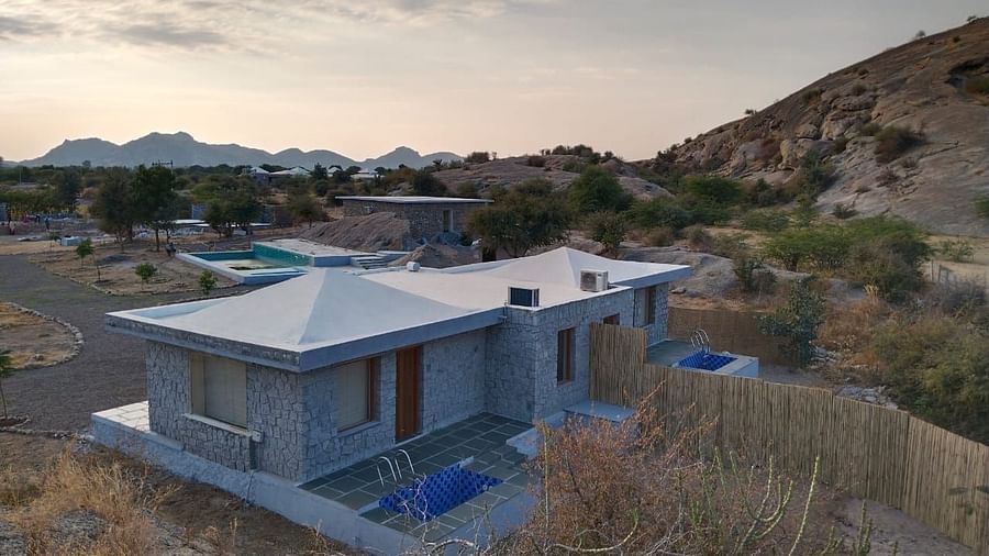 Clarks Safari Jawai -  an aerial view of the exterior facade of Clarks Safari resort in Jawai