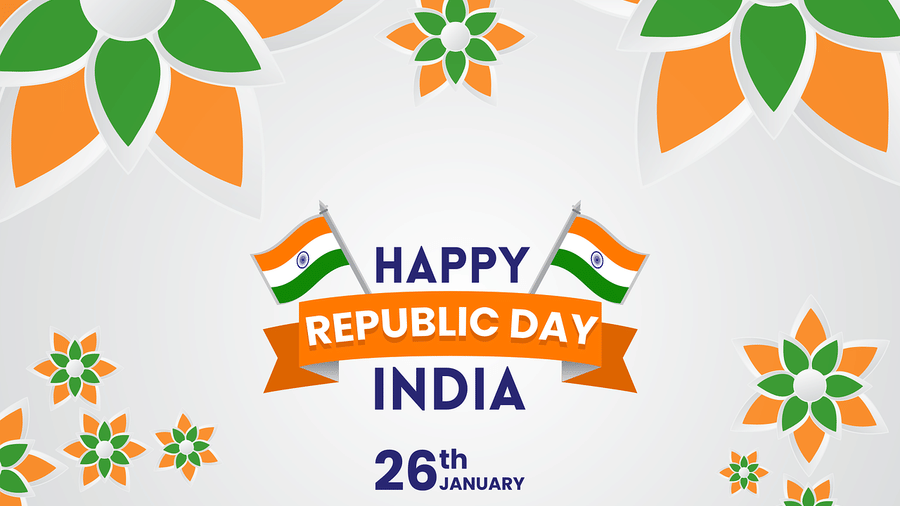 Creative Republic Day poster featuring the Indian tricolour design and text Happy Republic Day India.
