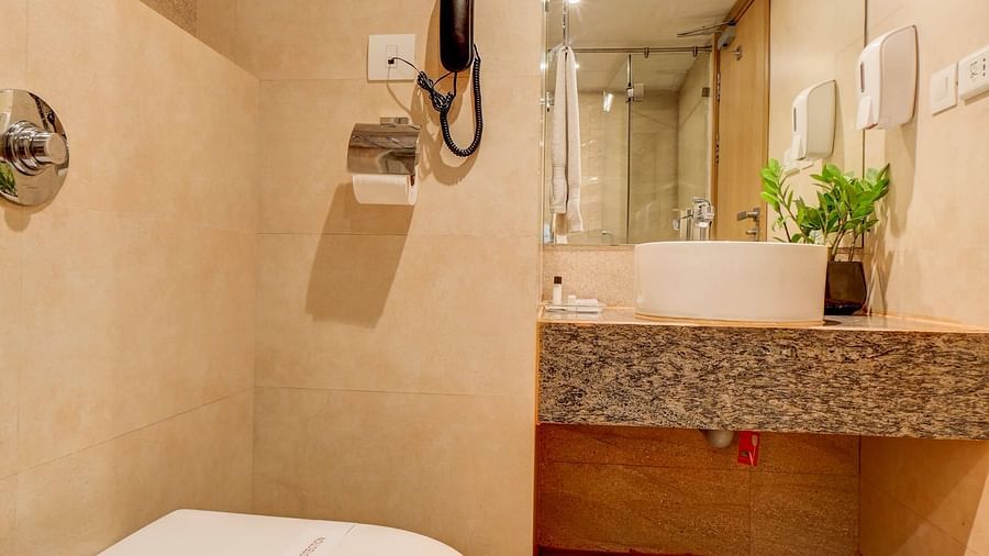 vanity area of washroom at The SSK Solitaire Hotel & Banquets, Mumbai Naka - Nashik