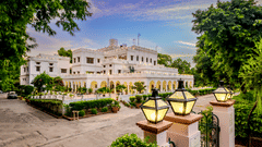 Facade with small shrubs on the compound - The Baradari Palace