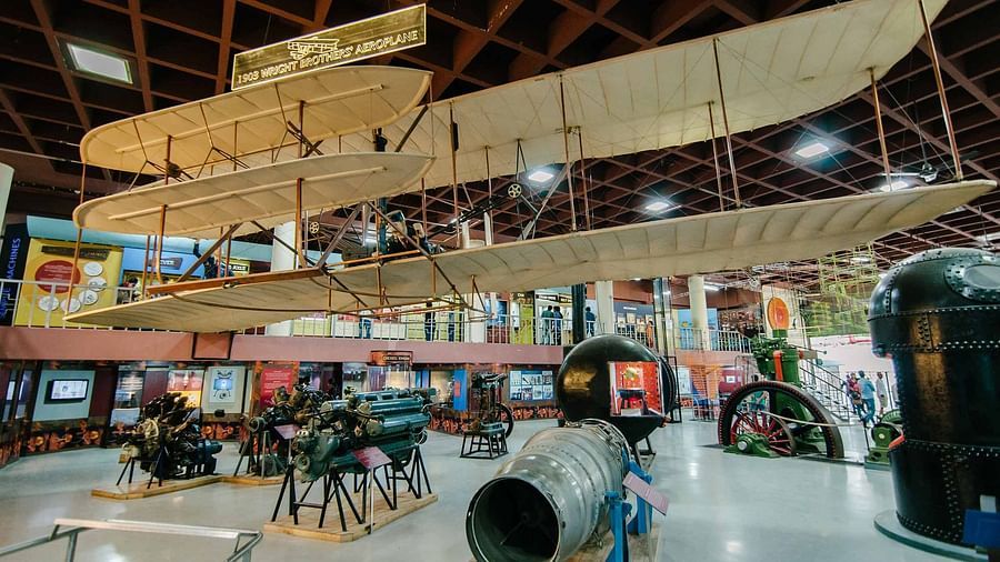 Science exhibit inside Visvesvaraya Industrial and Technological Museum with interactive displays.