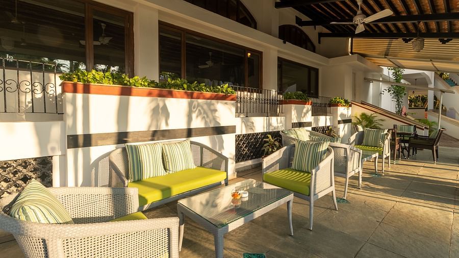 outdoor seating area at a restaurant