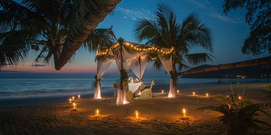 white canopy tent on beach near our resort in Andaman - Symphony Samudra Beachside Jungle Resort And Spa, Port Blair