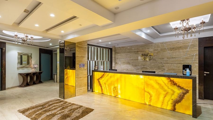 Image of a lobby with a reception table at Calux Grand Inn, Calangute.