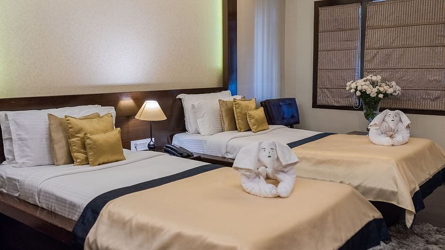 Hotel room with double bed