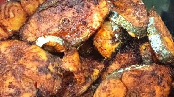 Image of fried fishes placed on a container at Villa Serenity Le Sejour, Pondicherry.