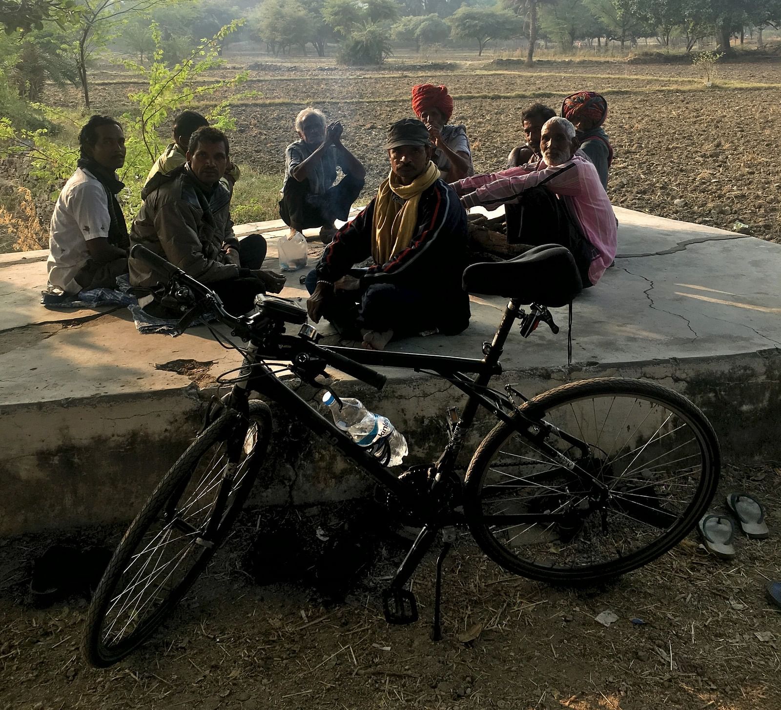 Cyclists taking a break on a sunny day